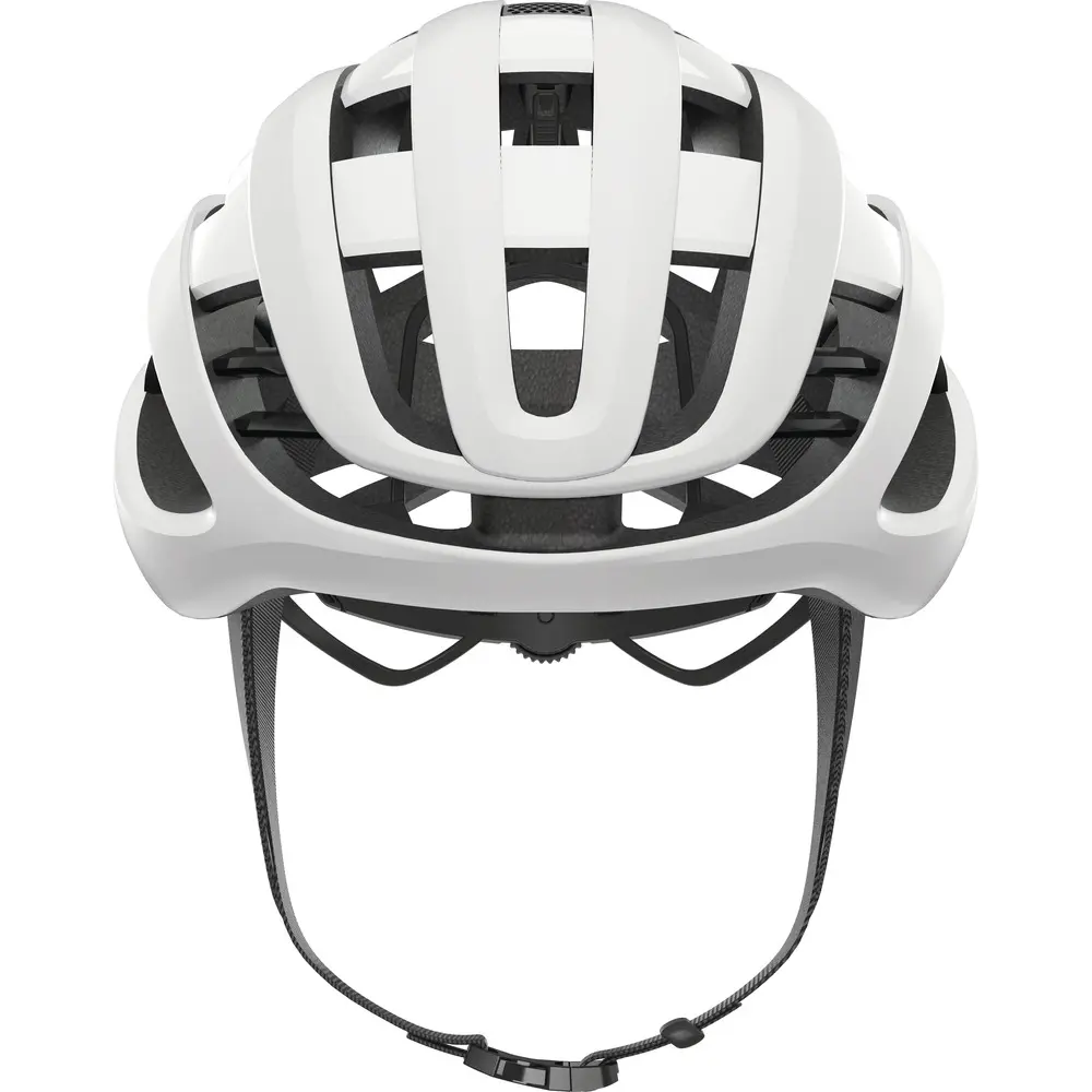 Casco ultraligero de ciclismo Abus Airbreaker blanco de perfil escalador