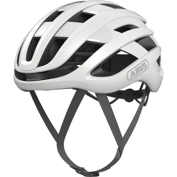 Casco ultraligero de ciclismo Abus Airbreaker blanco de perfil escalador