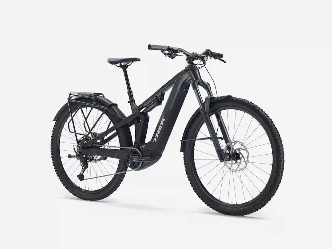 Bicicleta eléctrica Trek Powerfly+ FS 4 Equipped 800 Gen 4 con portabultos y luces en Bikes Click