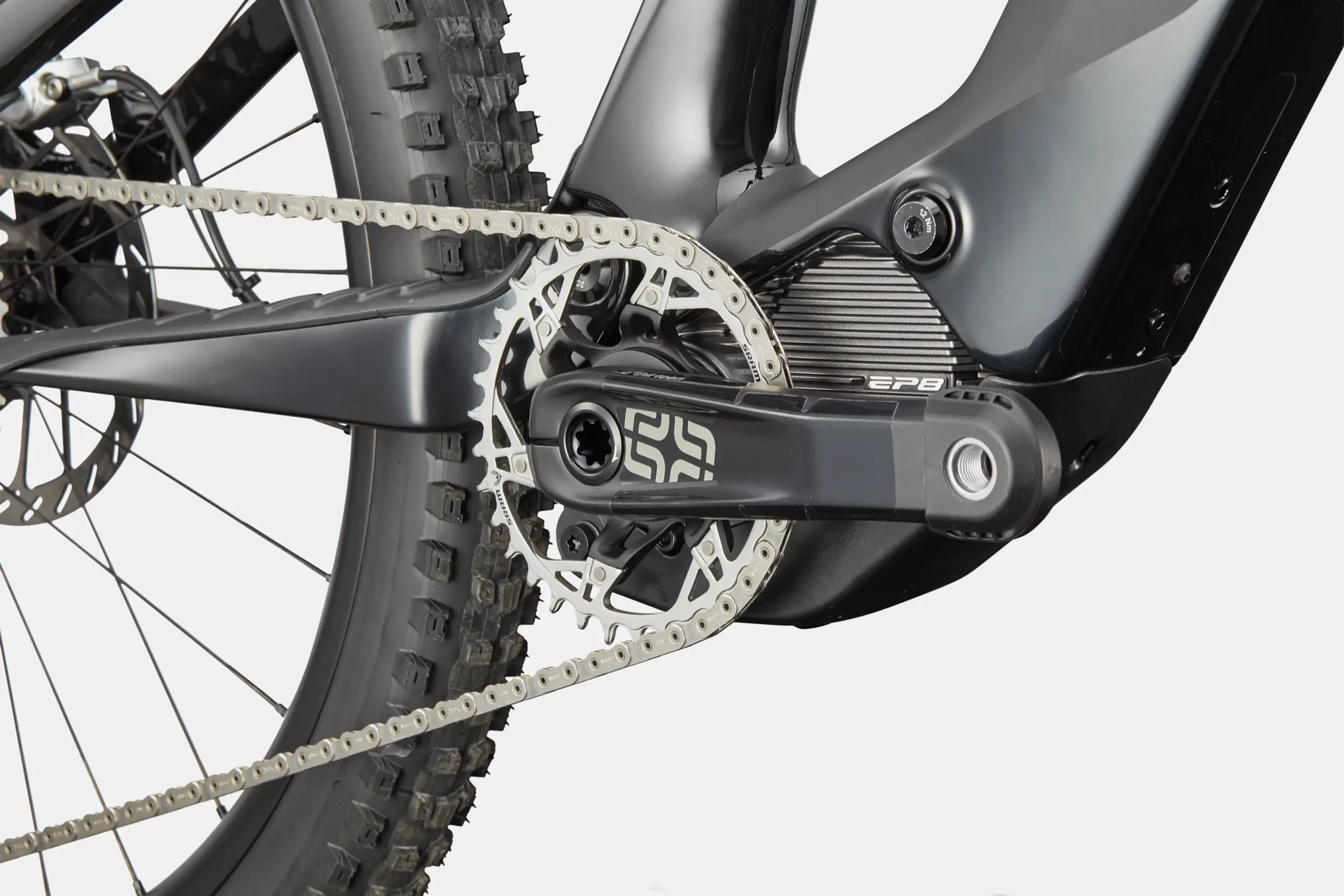Motor Shimano EP801 85Nm y amortiguador Fox Factory Kashima de la Moterra SL LAB71 SRAM
