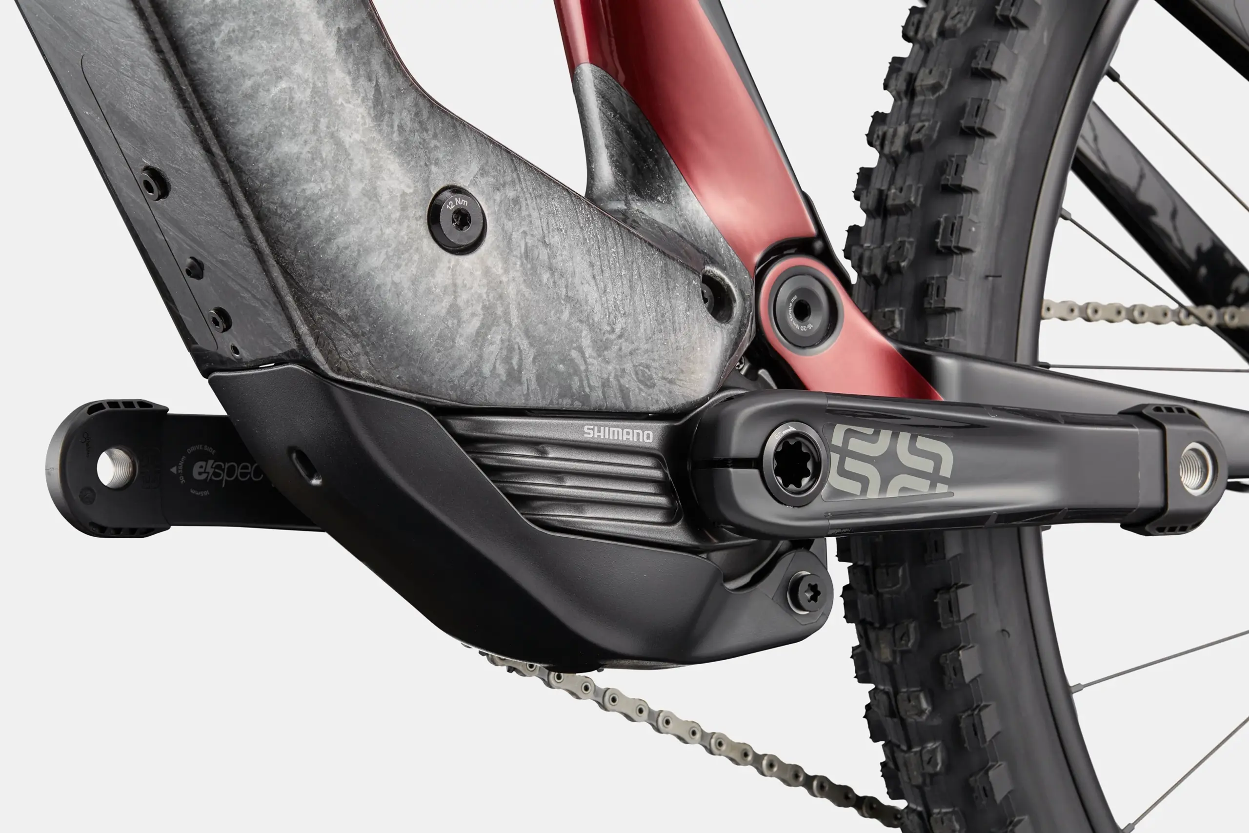 Detalle motor Shimano EP801 y cuadro carbono en Cannondale Moterra SL LAB71